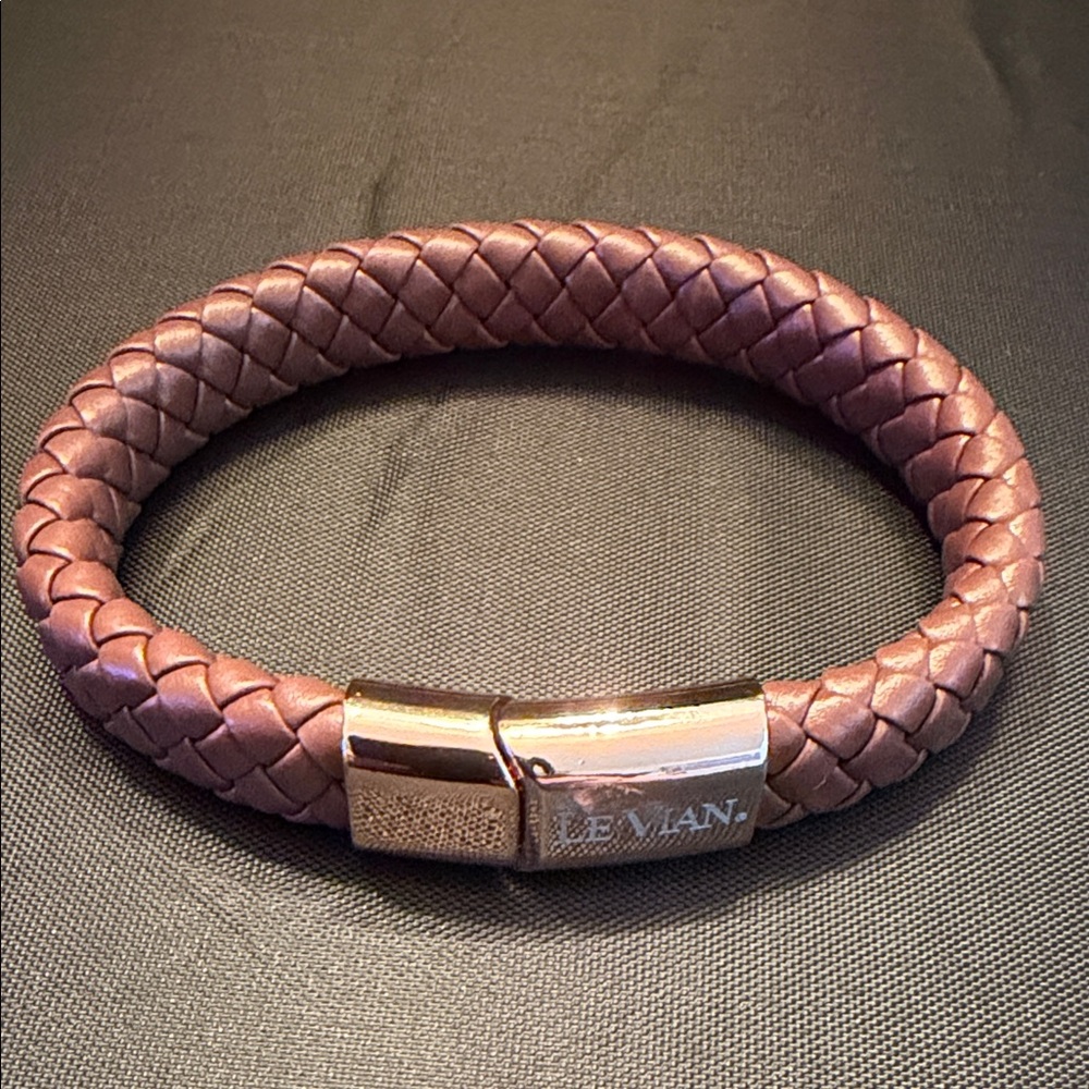 Levian Rose Gold Braided Leather Bracelet